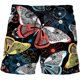 thumbnail image 1 of Pantalones cortos informales de secado rápido para hombre, Shorts con estampado clásico de mariposa de dibujos animados, tabla de playa para correr, surf con cordón Fivean unisex, 1 of 2