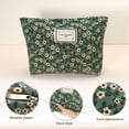 thumbnail image 3 of Bolsa de maquillaje floral, bolsa de maquillaje de gran capacidad, bolsa de cosméticos, bolsas de cosméticos para mujeres para monedero, fundas, lápices labiales, pinceles, verde, 3 of 7