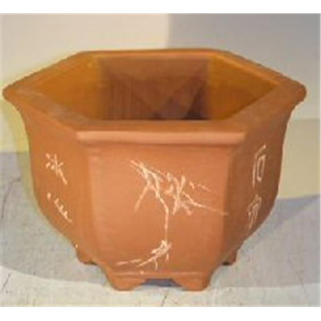 5 Red Clay Etched Bonsai Pot