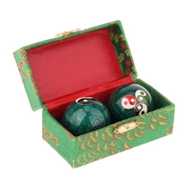 bedienty 2 Pieces Massage Balls with Storage Balls Box Baoding for Middle Aged People Fu Word Blue Gossip Green Diameter 42mm
