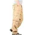 thumbnail image 3 of Pantalones largos de moda para hombre, casuales, de color sólido, con cremallera y bolsillos, elásticos, informales, para hombre., 3 of 4