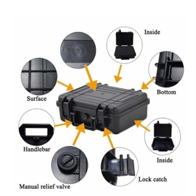7 Sizes Tool Box ABS Plastic Hard Carry Case Safety Equipment Instrument Case Portable Tool Box Impact Resistant Tool Case Foam