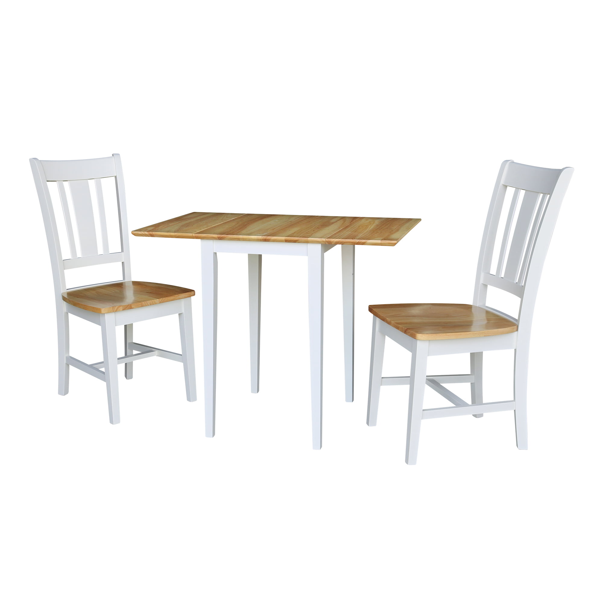 3Pcs Set White With A 36"Dia Drop Leaf Monarch Specialities Dining Set 
