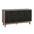 thumbnail image 6 of Mid Century Sideboard Cabinet with 4 Convex pattern diamond Doors, Solid Wood Legs and 2 Shelves for Living Room, Entrance Hall, 6 of 11