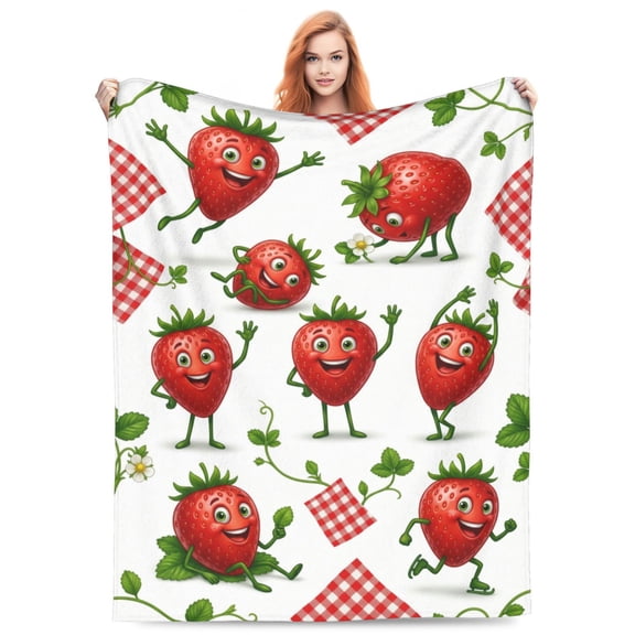Strawberry Throw Blanket, Ultra Soft Cozy Warm Lightweight Blanket for Couch, Sofa, Bed, Bedroom Decor, Home Gift 50"x40"