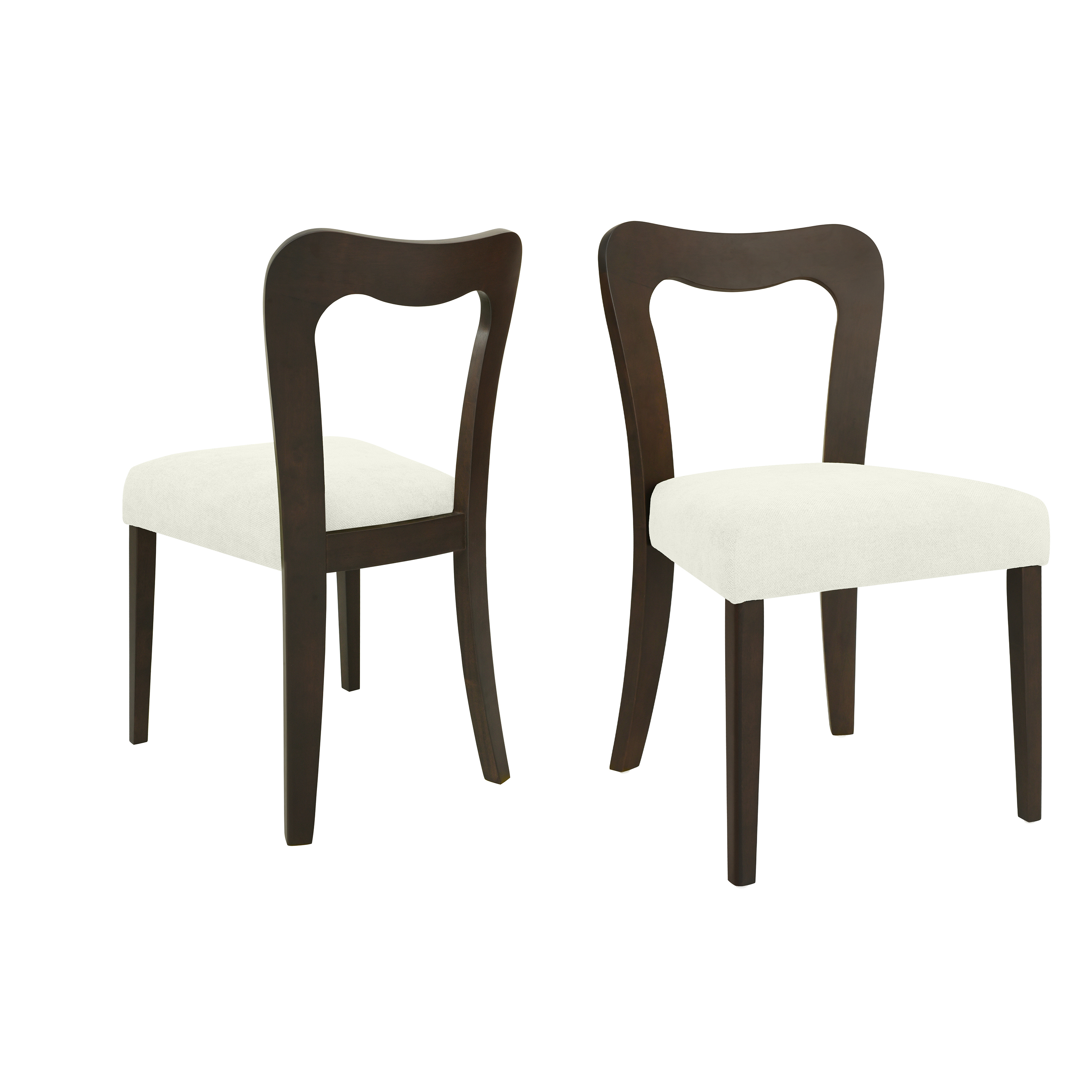Euroco Mid-Century Dining Chairs Set of 2, Upholstered Kitchen Side Chairs Accent Chairs with Wooden Legs for Living Room,Beige & Dark Brown