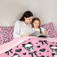 thumbnail image 4 of Castle Fairy Coquette Goth Skull Queen Bedding 7pcs,Bow Heart Happy Halloween Bedding Comforter Set Queen,Pink Black,Pink Reversible, 4 of 7