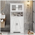 thumbnail image 2 of Blanca freestanding bathroom y sala de estar floor gabinete: bathroom gabinete con glass doors y adjustable estantes, ideal para para kitchen pantry, 2 of 8