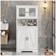 thumbnail image 2 of Blanca freestanding bathroom y sala de estar floor gabinete: bathroom gabinete con glass doors y adjustable estantes, ideal para para kitchen pantry, 2 of 8