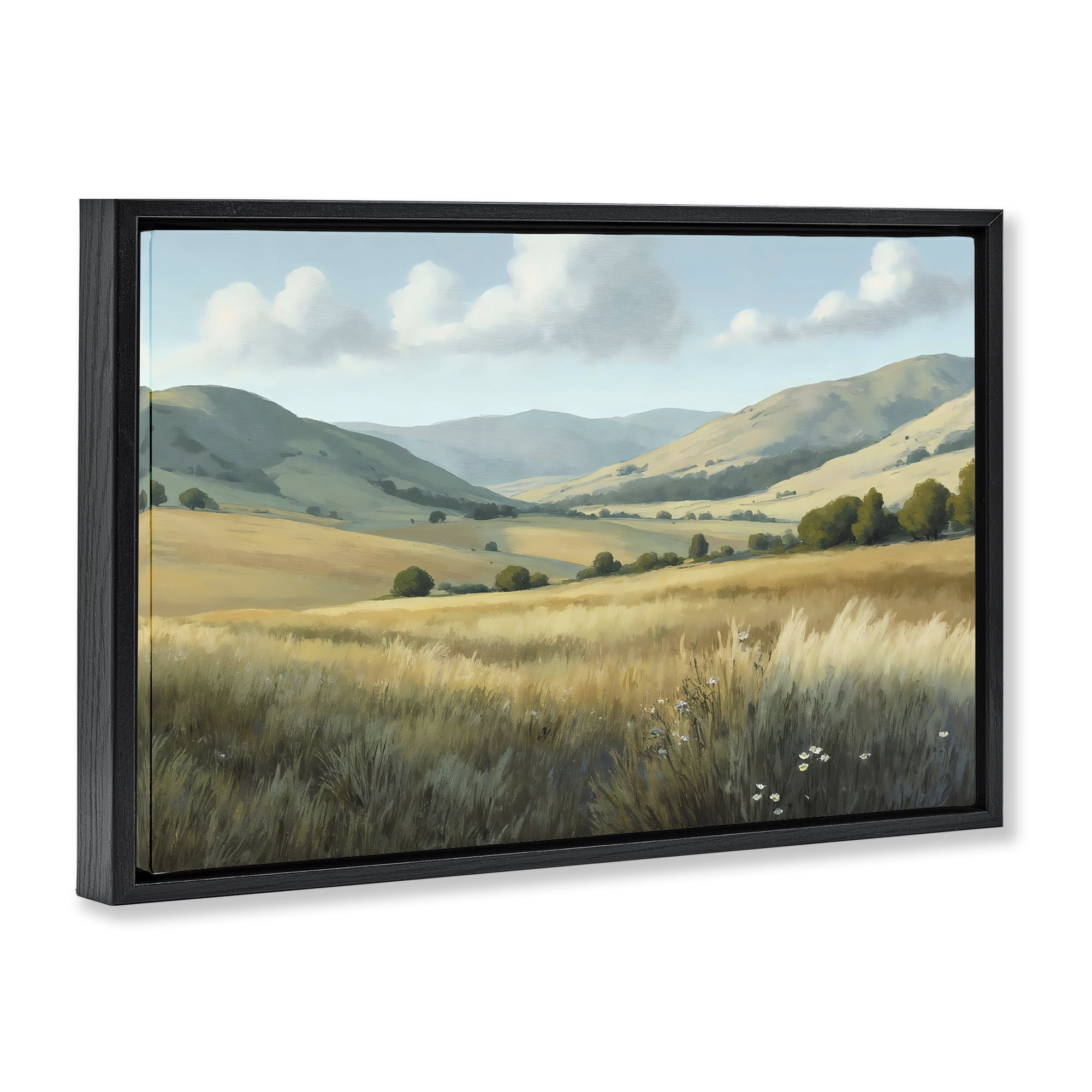 Stupell Industries Rolling Hills at Golden Hour Black Framed Floater Canvas Wall Art, design by Creative Studio
