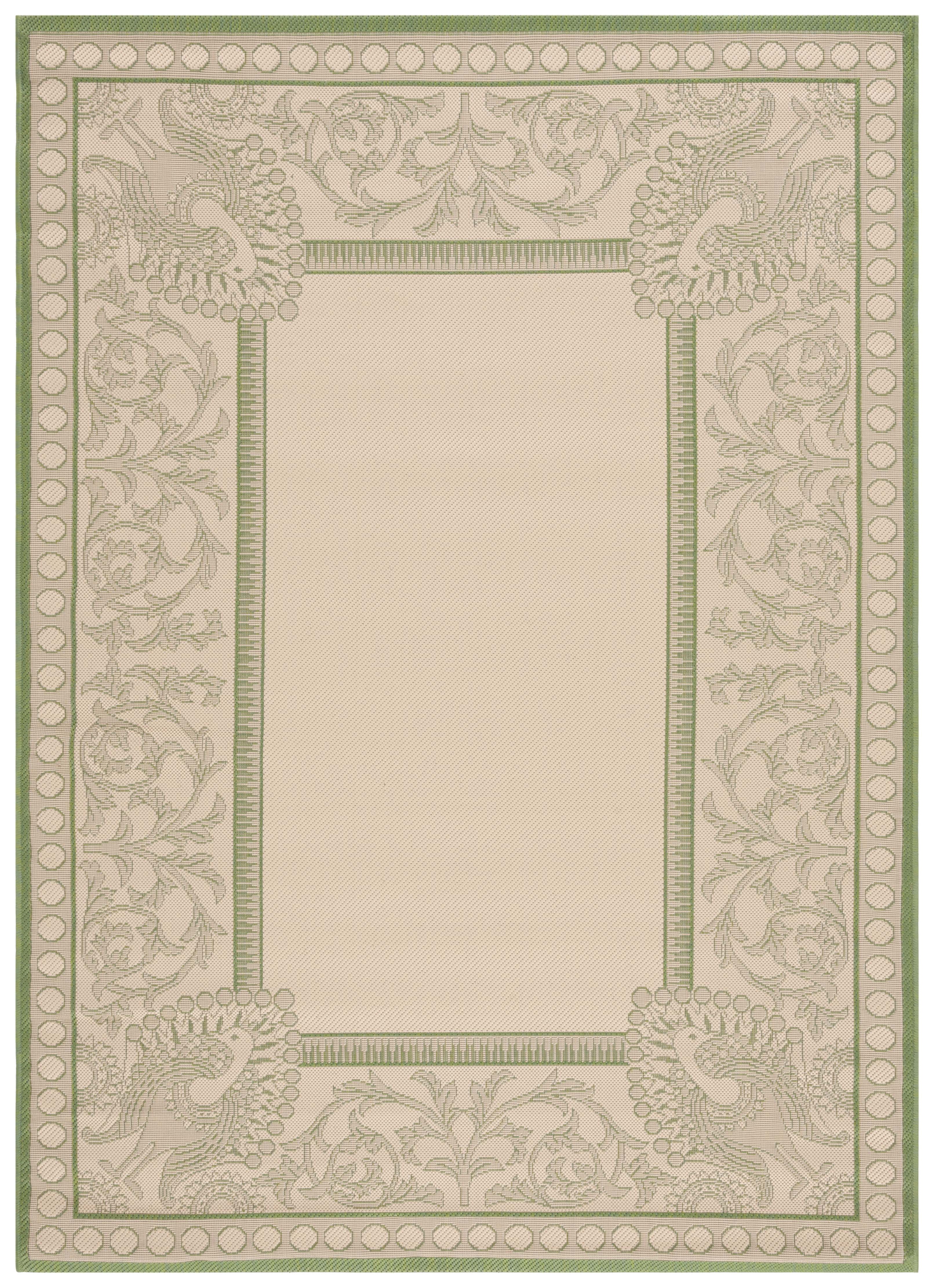Safavieh Courtyard Cooper Botanical Indoor/Outdoor Area Rug, Natural/Olive, 5'3" x 7'7"