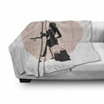 thumbnail image 3 of Vintage Woman Soft Flannel Fleece Blanket, Silhouette of a Woman Drinking Tea at a Cafe After Shopping Theme, Cozy Plush for Indoor and Outdoor Use, 50" x 70", Pale Peach Black White, by Ambesonne, 3 of 6