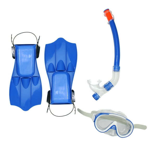 Pool Master 3pc Caribbean Adult Water Swimming Pool Scuba or Snorkeling Set - Medium - Blue