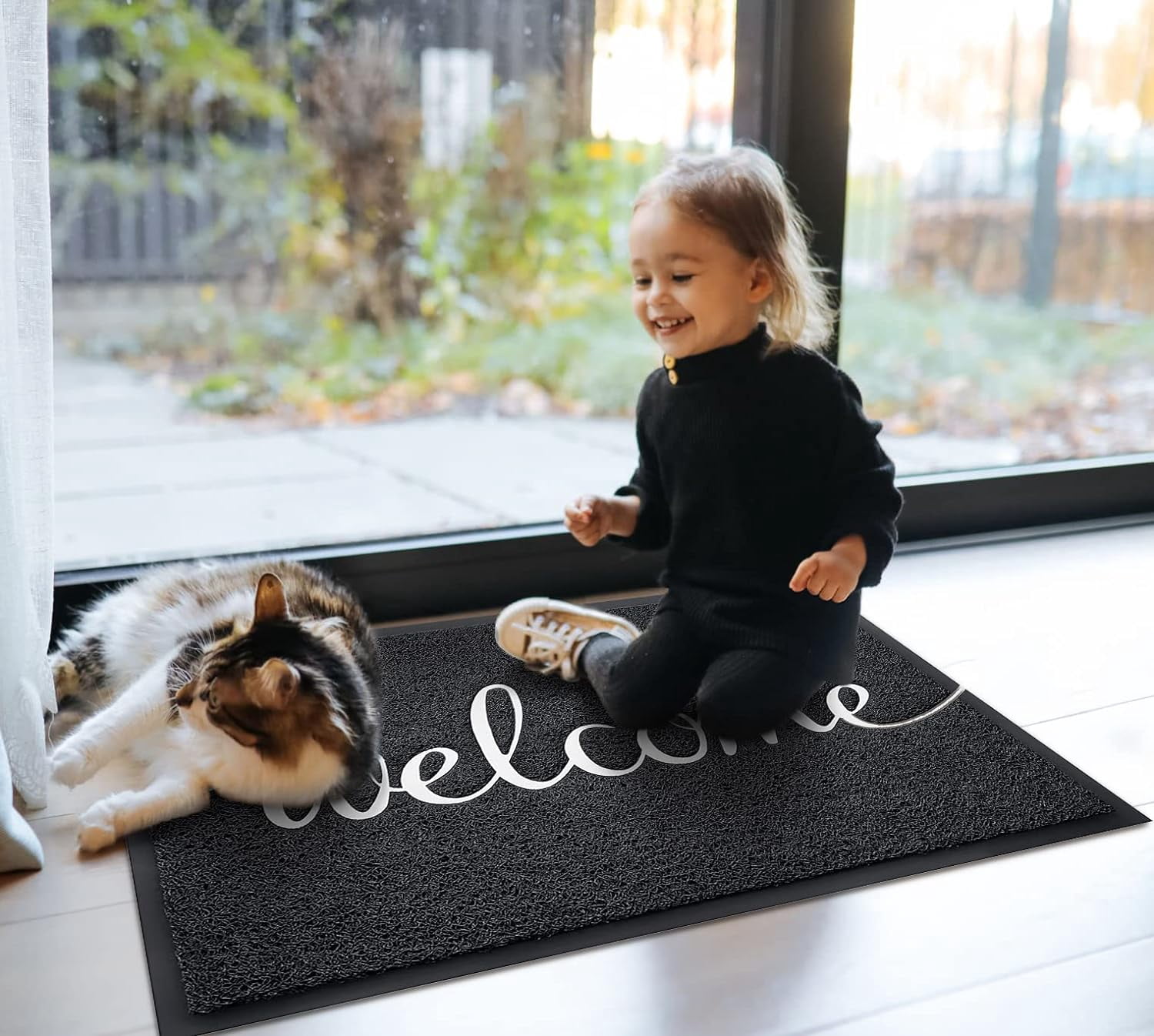 iOhouze Front Door Mat Outdoor Doormat Non-Slip Welcome Mat DoorMat for Entrance, Easy Clean Indoor Floor Mat for Garage Yard Patio High Traffic Areas Outside Rug for Home 48"x32"