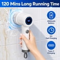 thumbnail image 2 of Electric Spin Scrubber, Cordless Shower Scrubber with LED Display, 6 Replaceable Brush Heads, IPX6 Waterproof Power Scrub Brush for Bathroom Tub Tile Sink Cleaning, 2 of 6