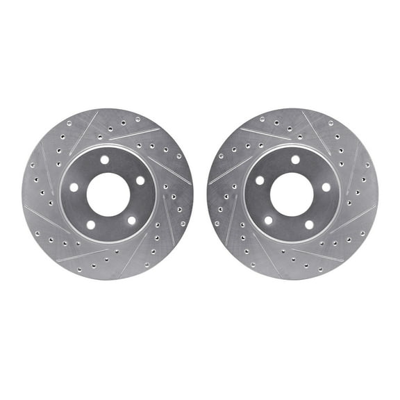 Dynamic Friction Company Front Brake Rotors-Drilled and Slotted-Silver 7002-20014