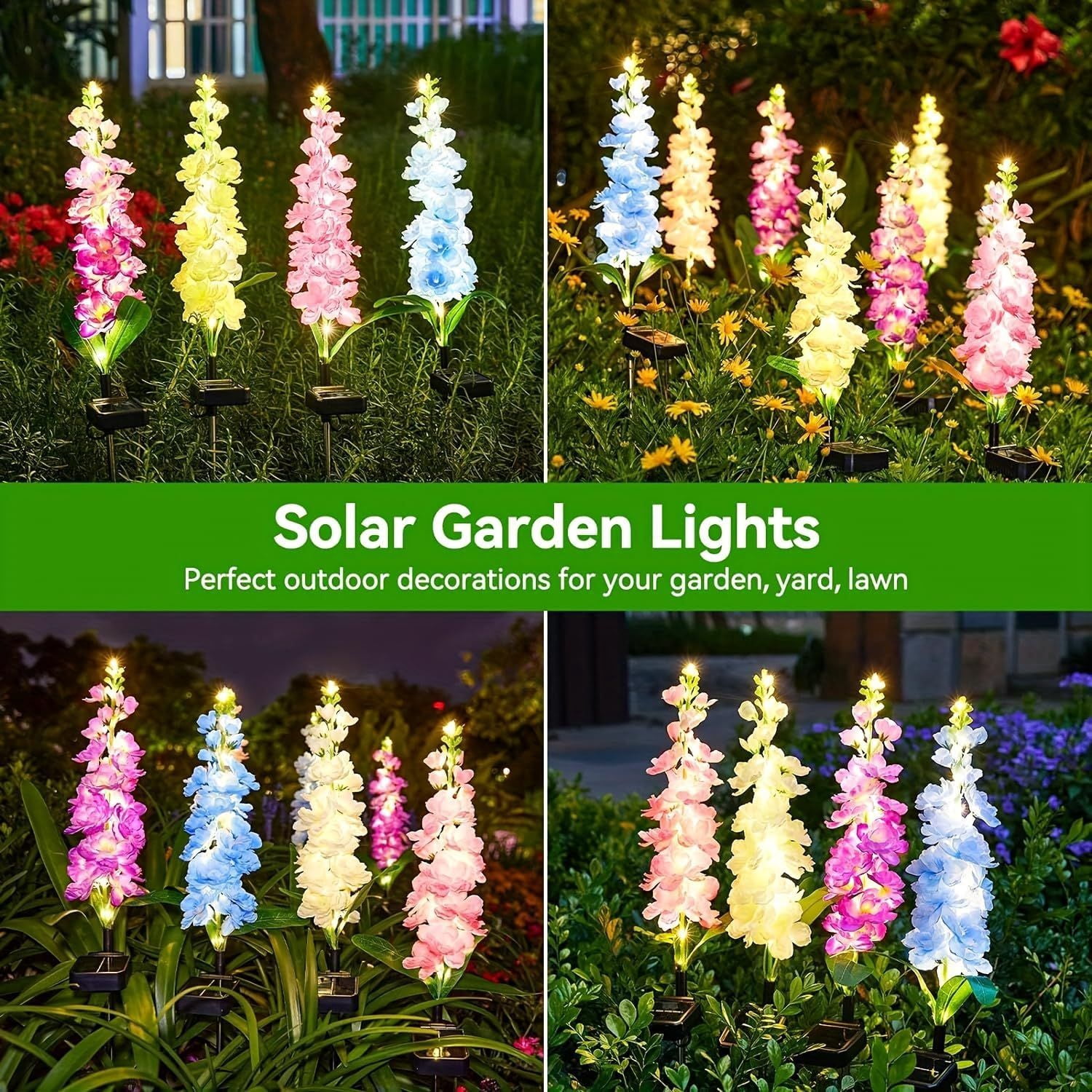 Solar Powered Hyacinth Flower Light, Solar Garden Patio Yard Decor, Color-Changing, Waterproof, Energy-Efficient, and Durable Outdoor Decoration, for Lawn, Path, Courtyard Garden