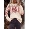 thumbnail image 3 of PRETTYGARDEN Women's Fair Isle Oversized Sweater Relaxed Fit, Soft Cozy Knit, Long Sleeve Pullover, Crew Neck, Going Out Tops, Fall Holiday Outfits, Winter Fashion Clothing, 3 of 8