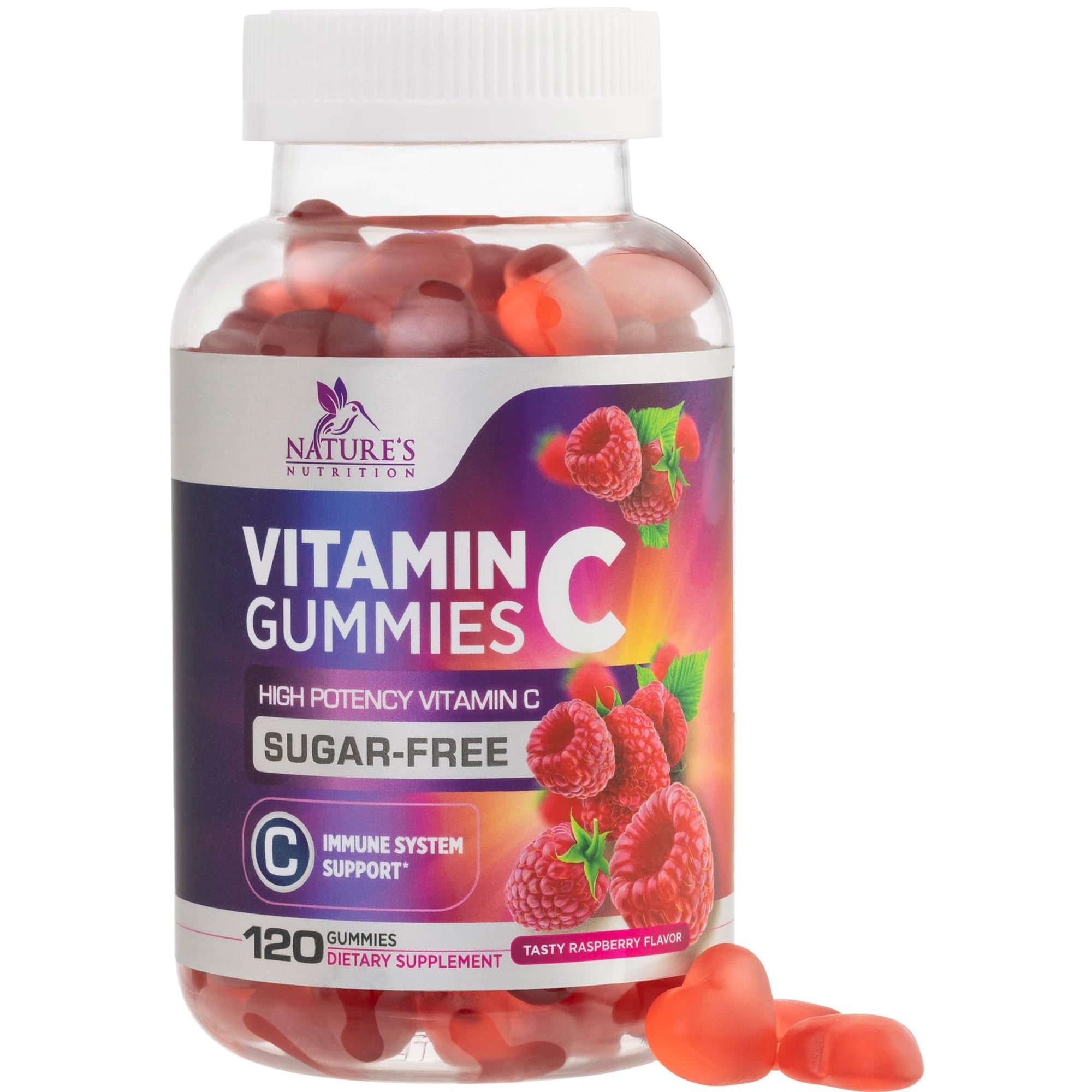 Vitamin C Gummies - 100% Daily Value VitaminC & Sugar Free Supplement - Powerful Antioxidant & Immune Support Gummy - Vegan, Dairy & Gluten Free - Tasty Berry Flavor for Kids & Adults - 120 Gummies