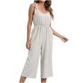 thumbnail image 4 of Lilgiuy Woman Fashion Striped Sleeveless Open Back Sling Tie Jumpsuit Khaki 4(S) Dresses for 2022, 4 of 5