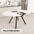 thumbnail image 3 of 7-Piece Expandable Circular Dining Table Set, 47-63" Extendable MDF Table with 6 Ergonomic PU Fabric Dining Chairs, Black Metal Legs & Thick Cushioned Seats for Home Dining, 3 of 9
