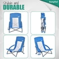 thumbnail image 3 of Sunnyfeel Folding Low Beach Chair, Breathable Mesh Lawn Chair with Detachable Cup Holder & Padded Armrests for Beach Camping Patio, 1 Pack, Blue, 3 of 7