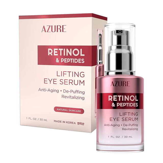 AZURE Retinol & Peptides Lifting Eye Serum - Antienvejecimiento, revitalizante y antienvejecimiento - Reduce las arrugas, líneas finas y bolsas oscuras debajo de los ojos - Calma y alivia - Hecho en C