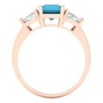 thumbnail image 4 of 2.82 ct Emerald Cut Simulated Turquoise 3 Stone 18K Rose Gold Womens Engagement Ring, 4 of 5
