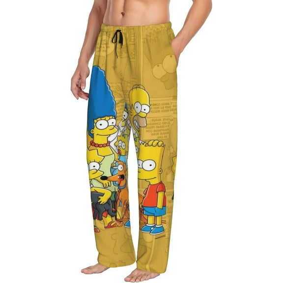 Mens Simpsons Pajama Pants Sleepwear Pajamas Vacation Sleep Pant With Pockets