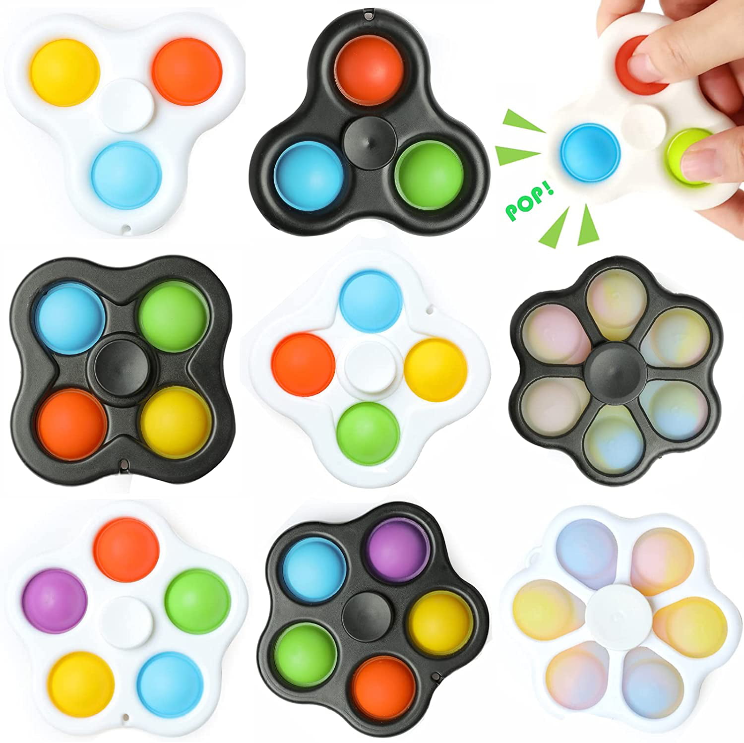 5Pack Set Fidget Sensory Toy Popet Spinner Simple Dimple Stress Relief Special 