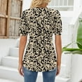 thumbnail image 5 of White Womens Summer Tops Womens V Neck Tops Puff Short Sleeve T Shirt Pleated Floral Printed Tunic Blouse Shirts Shirts for Women, 5 of 6