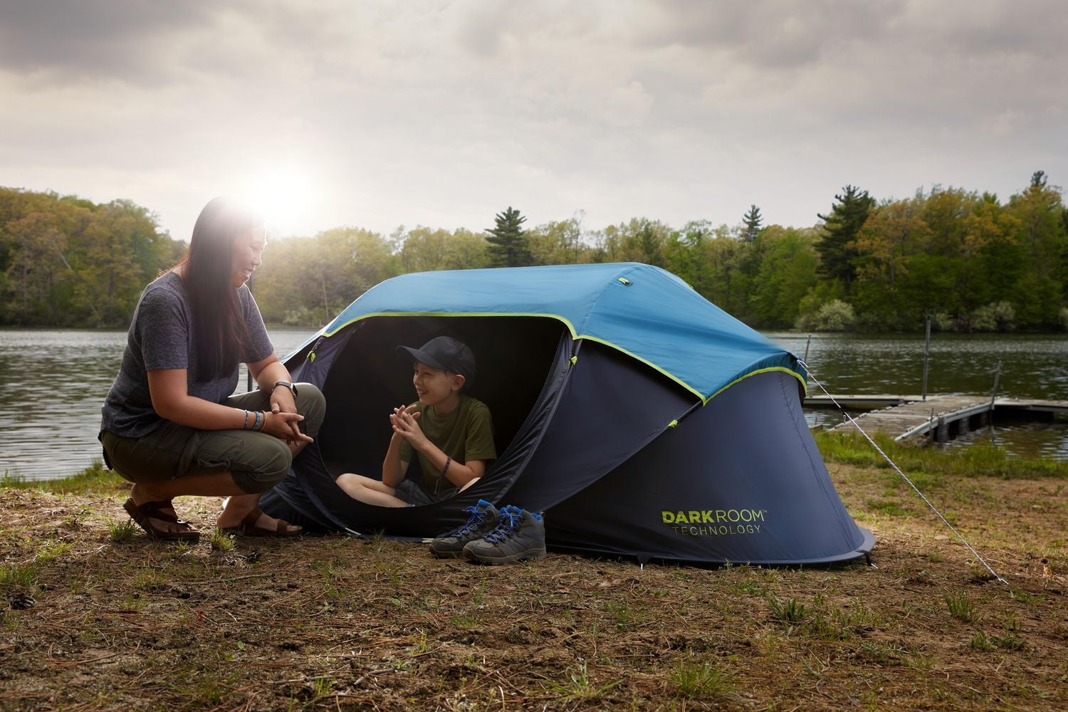 Coleman 2-Person Dark Room Pop-Up Camping Tent, Blue