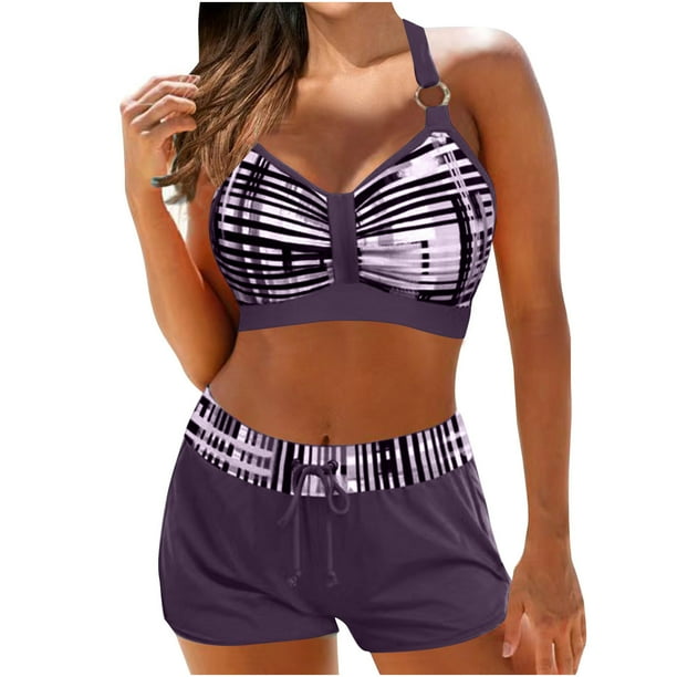 Acyse 2025 Womens Bikinis Clearance Juniors Bikini Print Strappy Back Set Two Piece Swimsuits Swimdress Swimwear
