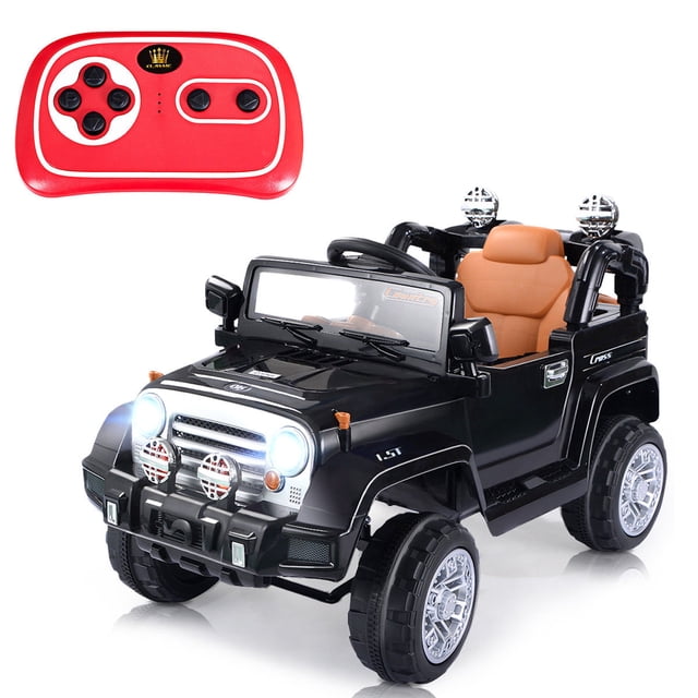 Costway Jeep Eléctrico para Niños Coche Montable de Batería 12 V con Mando 2,4 GHz Luces Led Reproductor de MP3 Negro