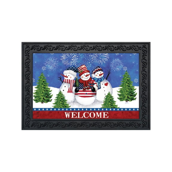 Briarwood Lane Doormat 30x18 Indoor Outdoor American Snowmen Winter For Winter Doormat