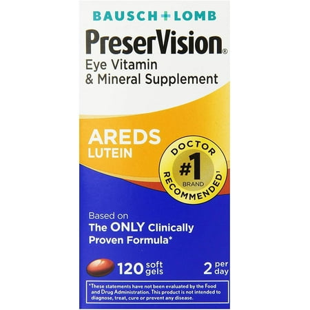PreserVision AREDS Lutein Eye Vitamin & Mineral Supplement, Beta-Carotene Free, Soft Gels, 120 ct