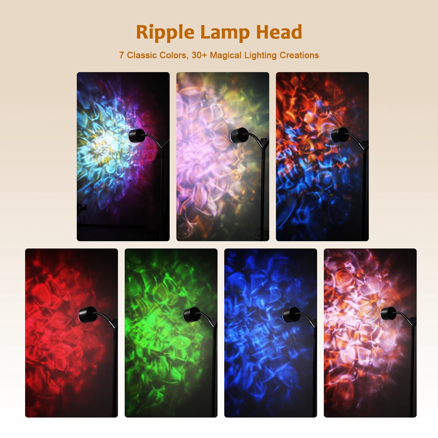 MEHOOM Double-Headed Floor Lamp , 360°Rotating Sunset Lamp Ambiance Comes with 7 Color Swatches, Modern Floor Stand Night Light for Living Rooms, Bedrooms & Offices
