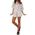 thumbnail image 5 of Michellecmm  Women’s 2 Piece Outfits Graphic Short Sleeve Button Shirt + Shorts, 5 of 9