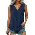 thumbnail image 4 of Sheghy Tank Tops for Women 100%Cotton Women's Solid Color V-neck Sleeveless Button Casual Cotton and Linen Top, 4 of 6