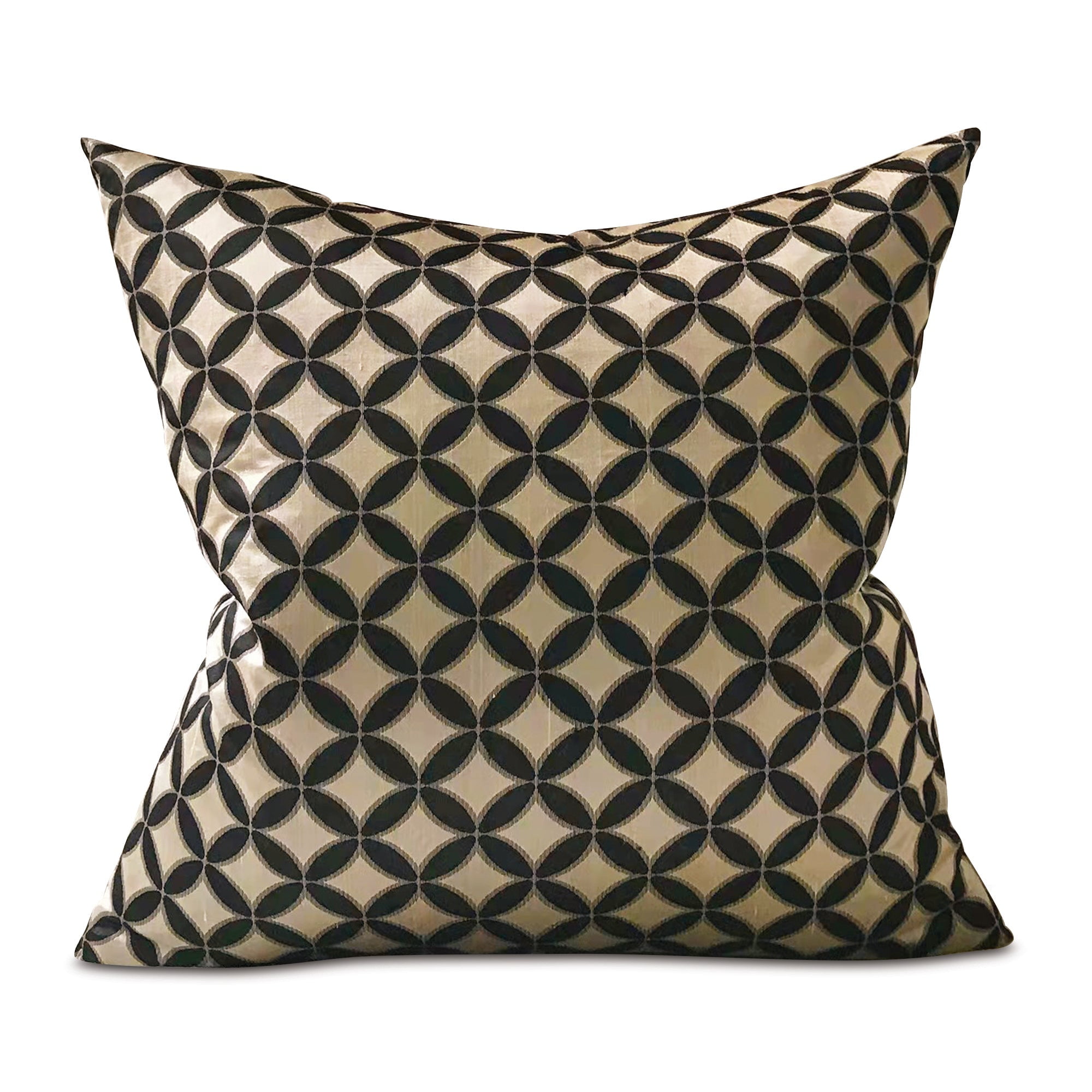 Black & Gold Geometric Throw Pillow Cover 24" x 24", 1 Piece