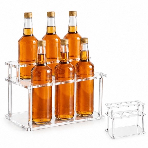 Renyuanyuan Syrup Holder, Clear, 2-Tier, Acrylic, for Coffee Condiments and Kitchen Organization