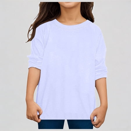 Krdevn Toddler Boys Girls Solid Color Long Sleeve Crew Neck T-Shirt Casual Fall Top 11-12 Years