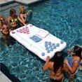 thumbnail image 5 of 1 mesa de cerveza inflable portátil con 28 agujeros para tazas, fila flotante, agua, bebida, cubo de hielo, cama flotante, mesa inflable de agua para fiesta de agua, blanco, 5 of 5