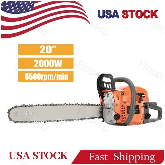 Floseru 20 Inch Top Handle Gas Chainsaw, 2-Stroke 58cc Lightweight Chain Saws for Wood Cutting, Tree Pruning, Firewood Preparation & Yard Maintenance