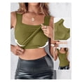 thumbnail image 4 of Women'S U Neck Shapewear Built-in Bra Tank High Strechy Sleeveless Slim Fit Tops Camisole Tops Green S, 4 of 8