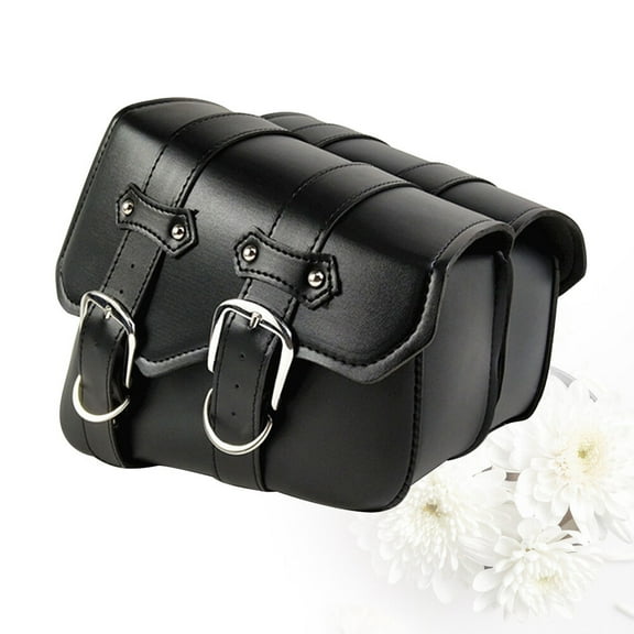 LEORX 1 Pair Night Riding Motorbike Saddlebag Motorcycle Storage Bag PU Leather Black