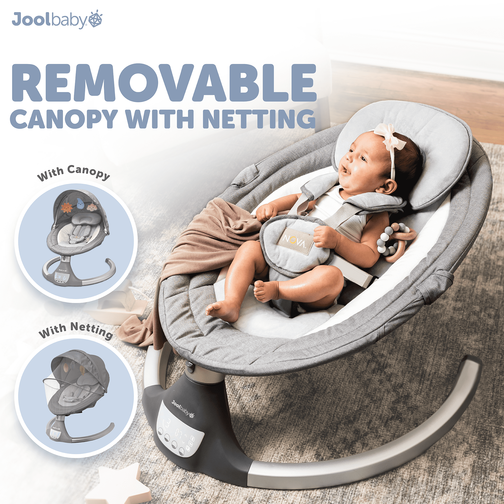Jool Baby Nova Electric Baby Swing with Bluetooth And Remote Control, Gray