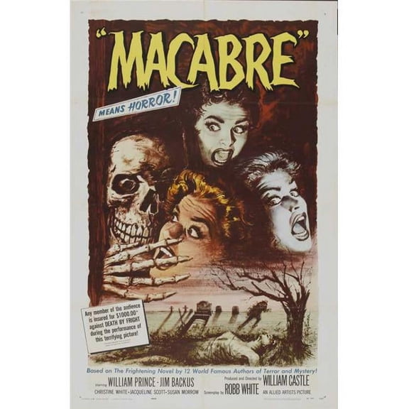 Pop Culture Graphics MOVCI5722 Macabre Movie Poster Print, 27 x 40