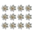 thumbnail image 2 of Paquete de 12 cabezas de flores artificiales con purpurina navideña. Oro, 2 of 9