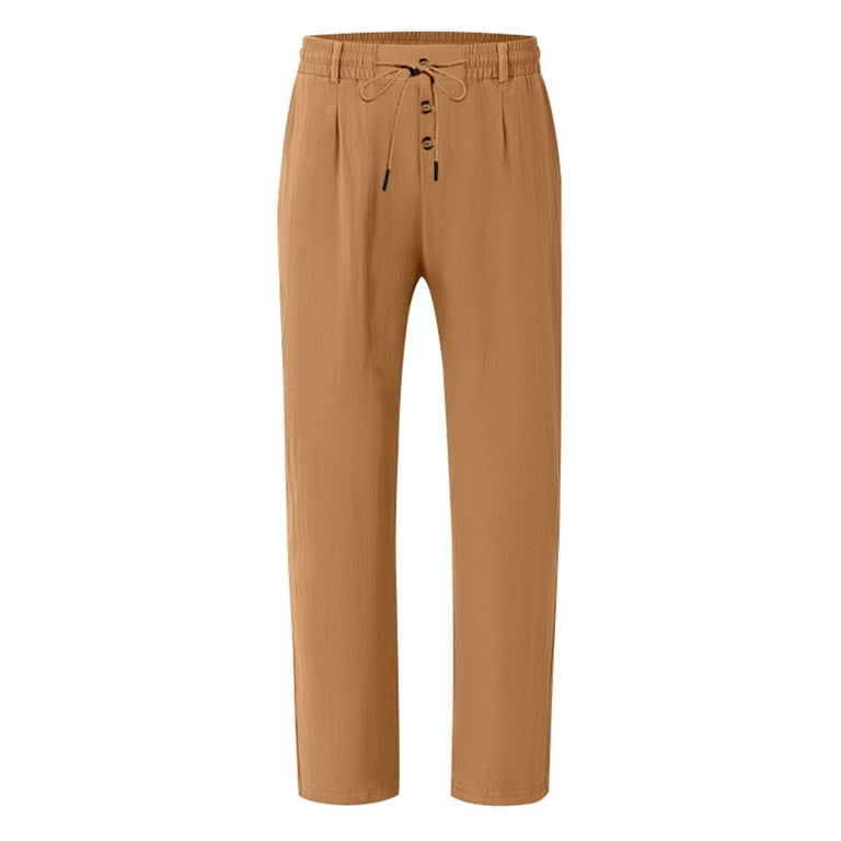 chinese dress ladies Stretch Linen Dress Pants for Tall Men in Light Beige Linen 30 / 38 / Light Beige Linen